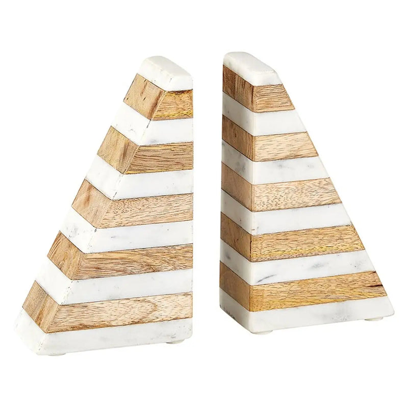 Marble/Wood bookends (2pc)
