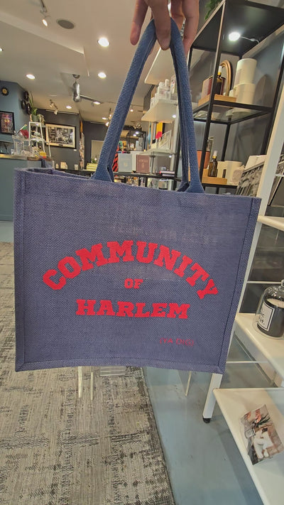 Community of Harlem Blue Jute Tote