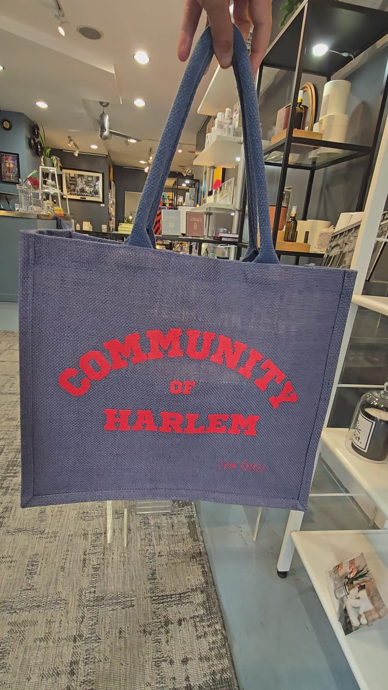 Community of Harlem Blue Jute Tote