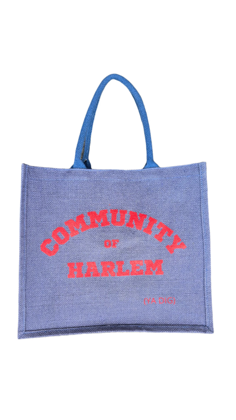 Community of Harlem Blue Jute Tote